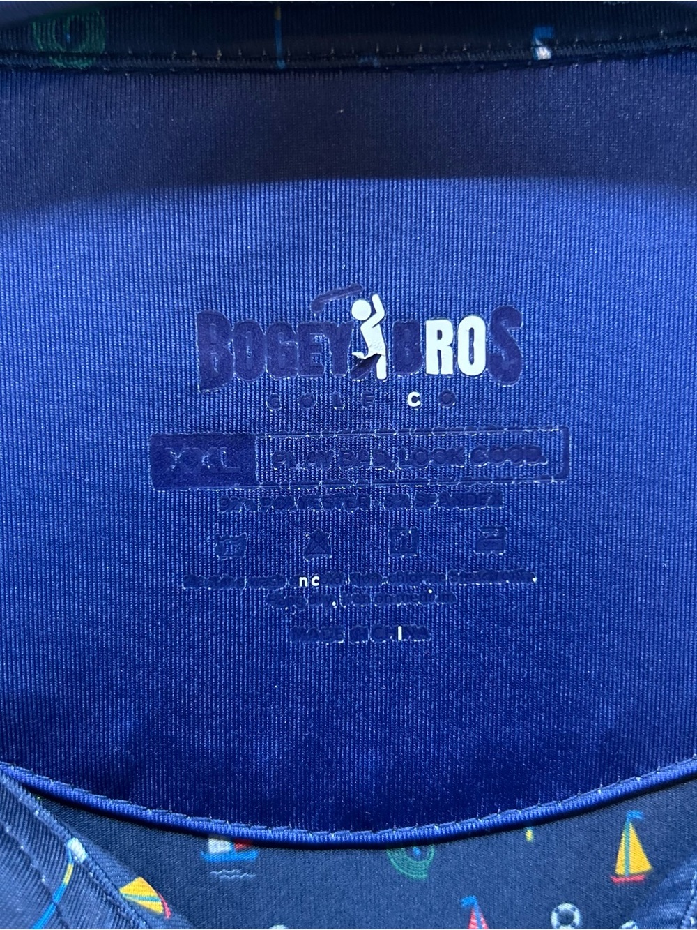 Bogey Bros Golf Polo Shirt Mens 2XL Blue Nautical Sailboat AOP Performance - Picture 4 of 9